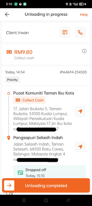 Contoh job details / Example job details screenshot